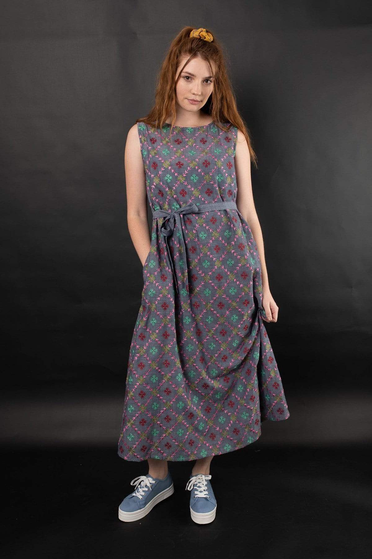 Zoha LIANA EMBROIDERED CHAMBRAY DRESS- MULTI EMB Dress Stride
