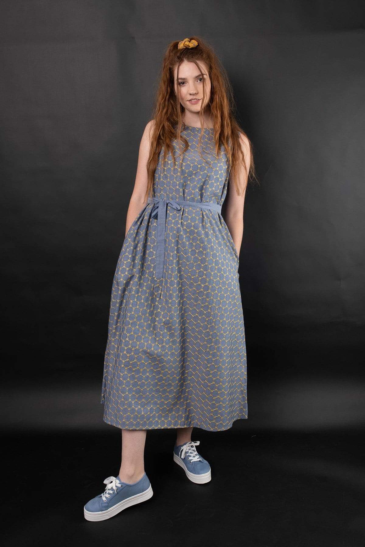 Zoha LIANA EMBROIDERED CHAMBRAY DRESS- YELLOW EMB Dress Stride