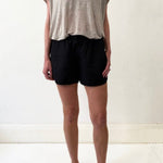 Linen Daisy Short - Black-Tluxe-stride