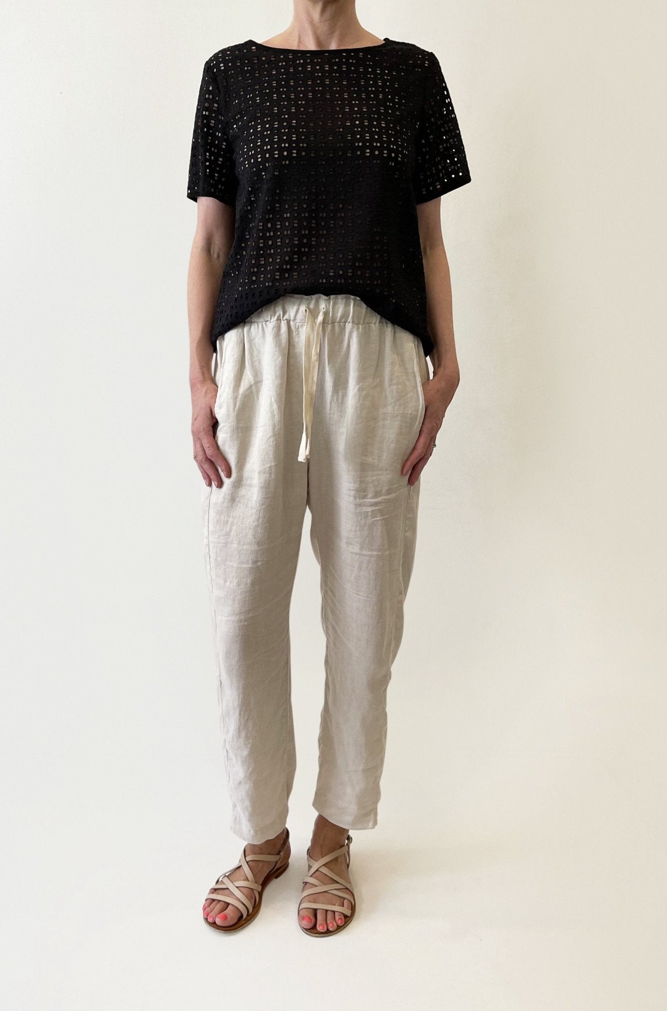 Linen Easy Pant - Bone-Tluxe-stride