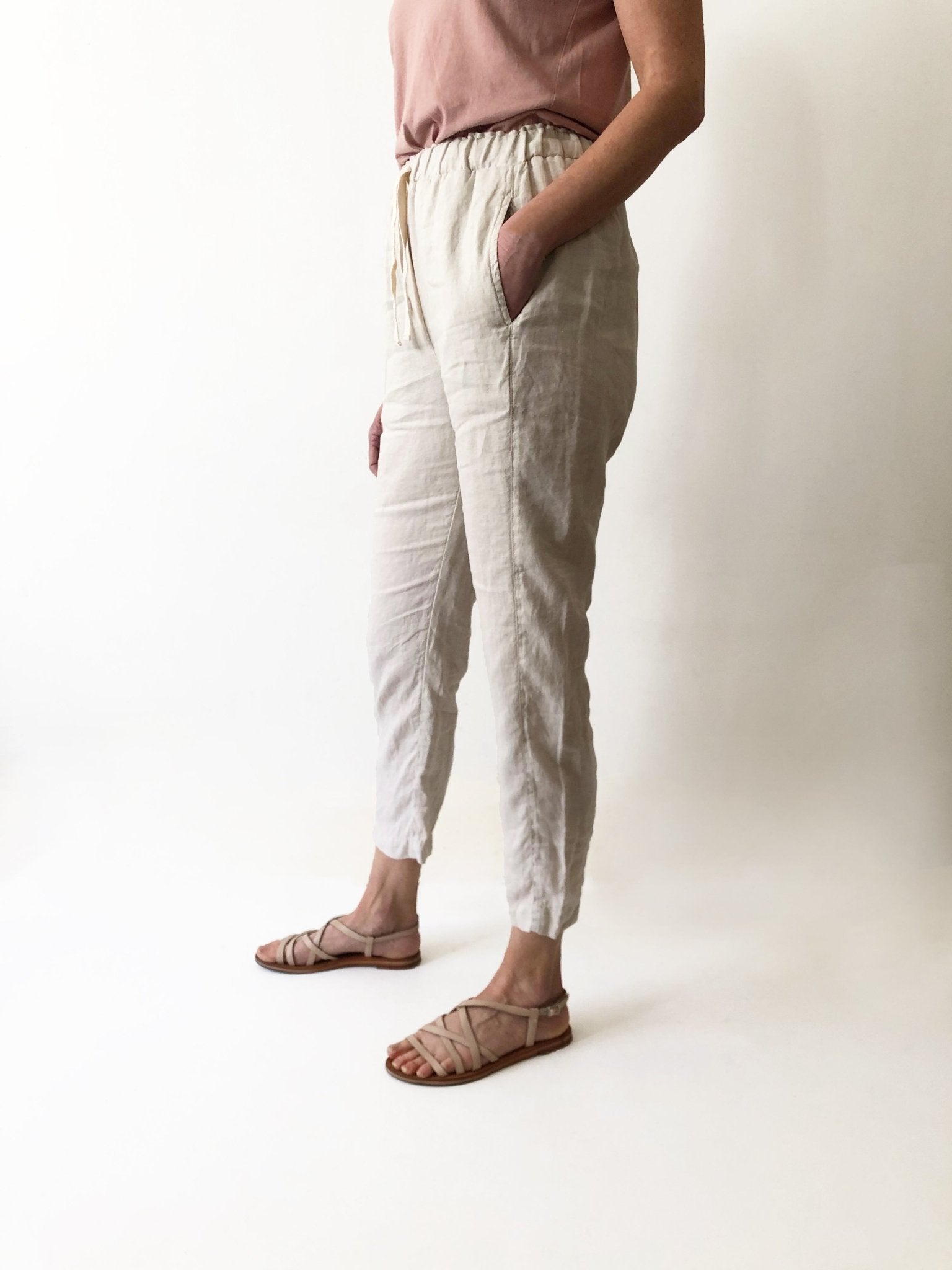 Linen Easy Pant - Bone-Tluxe-stride