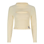 Long Sleeve Cut Out Top - Cream Rib-Pinky & Kamal-stride