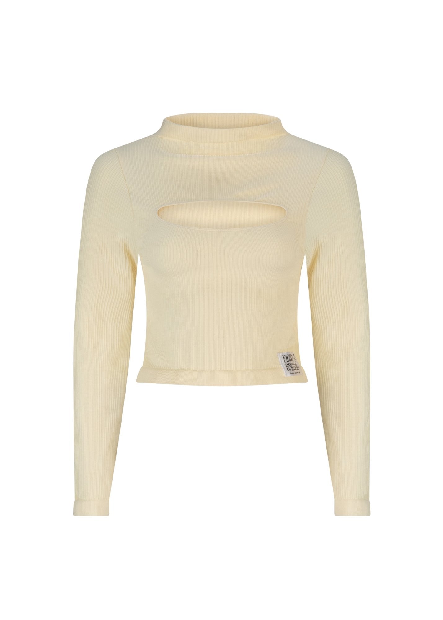 Long Sleeve Cut Out Top - Cream Rib-Pinky & Kamal-stride