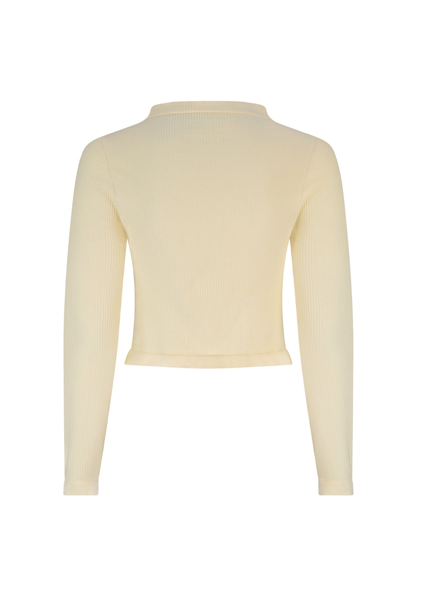 Long Sleeve Cut Out Top - Cream Rib-Pinky & Kamal-stride