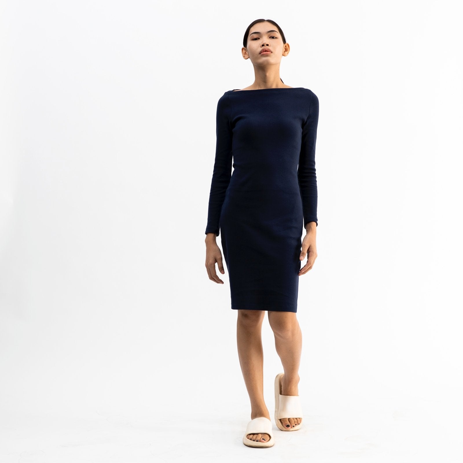 Long Sleeve Midi Dress | Navy-Dorsu-stride