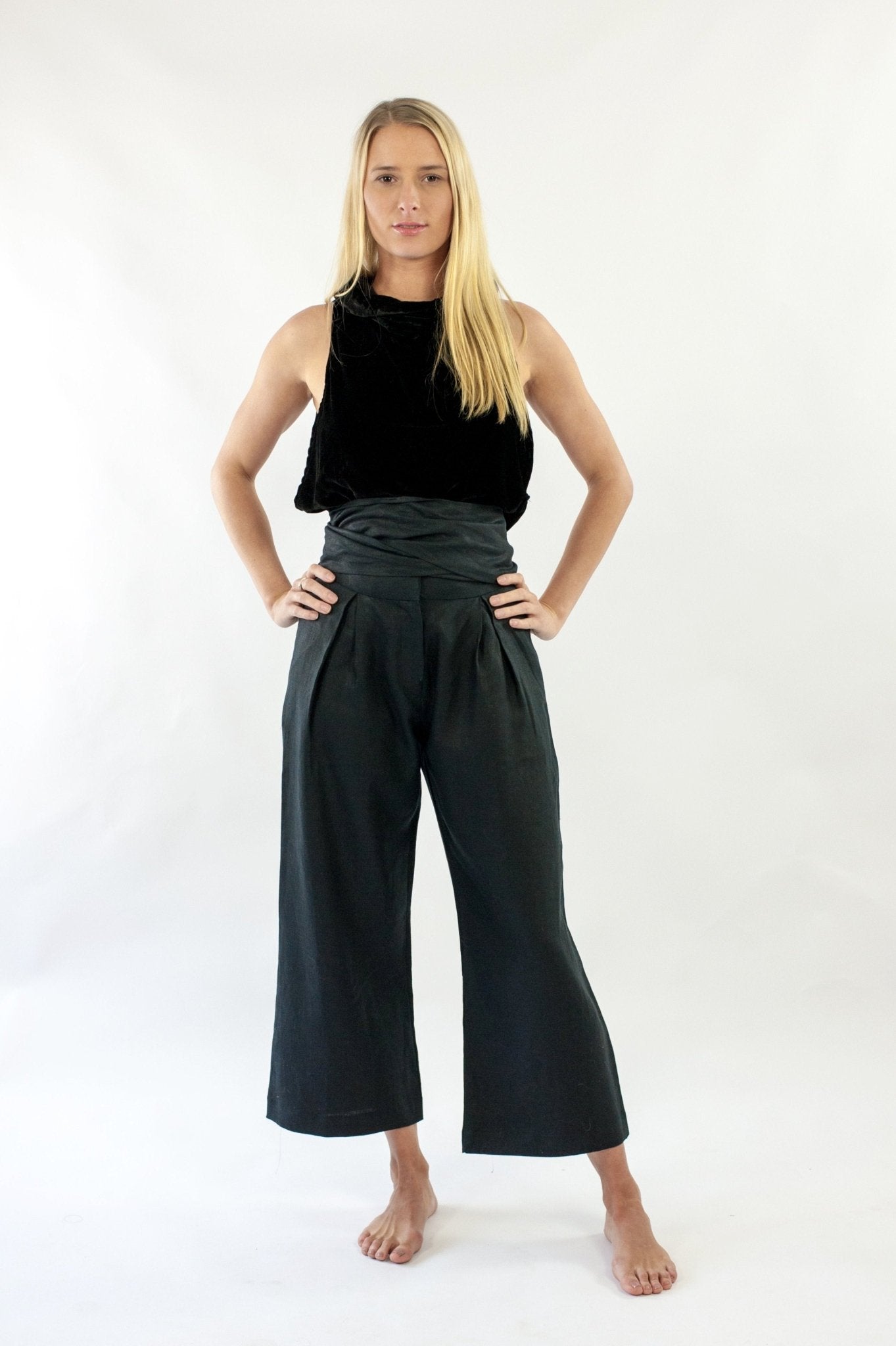 Lore Pant - Black Luxe Linen-Scout The Label-stride