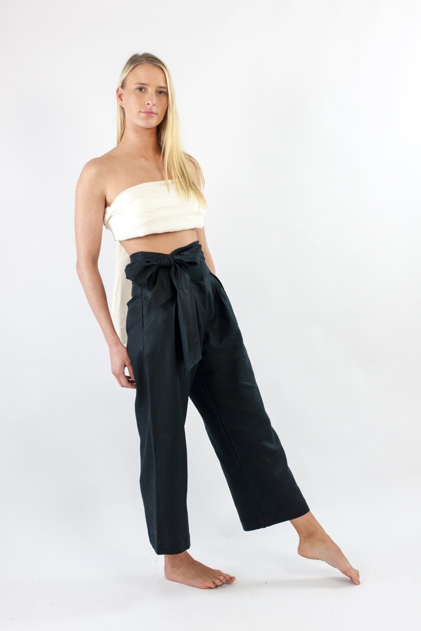 Lore Pant - Black Luxe Linen-Scout The Label-stride