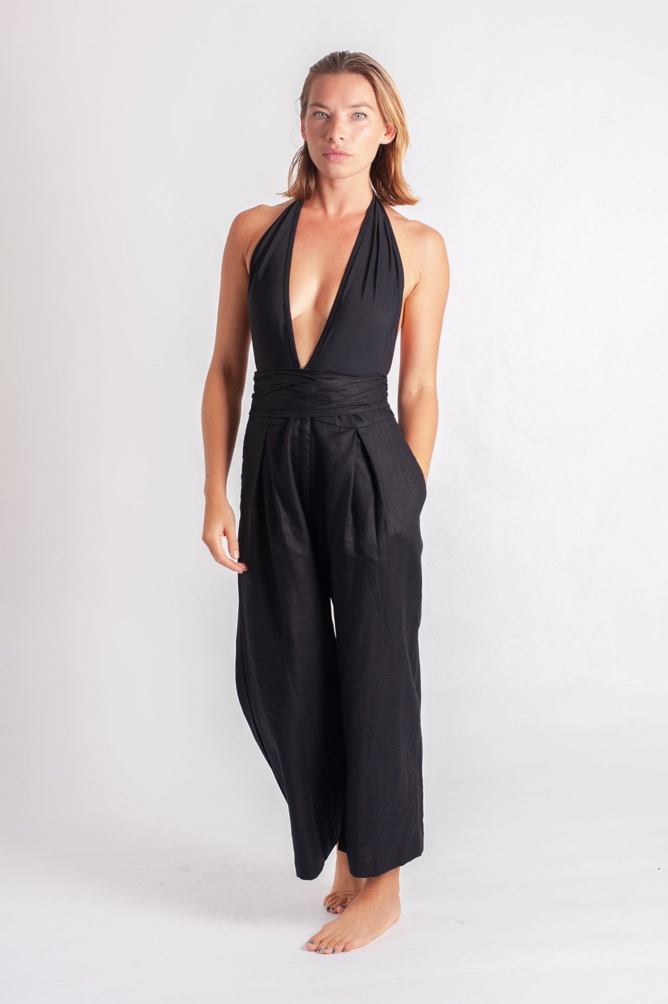 Lore Pant - Black Luxe Linen-Scout The Label-stride