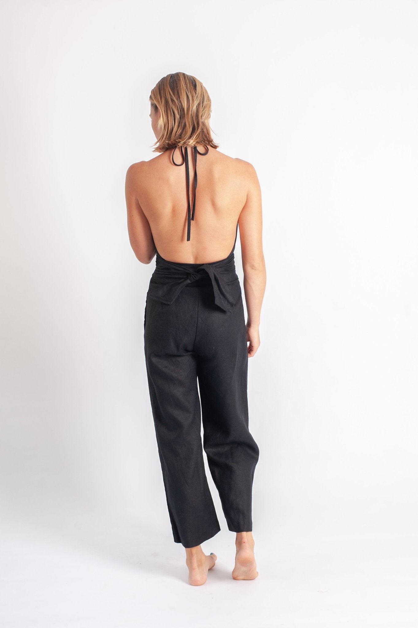 Lore Pant - Black Luxe Linen-Scout The Label-stride