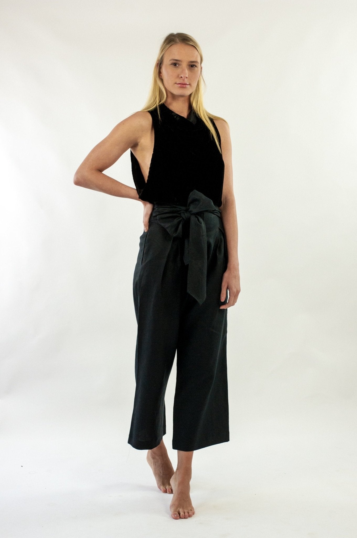 Lore Pant - Black Luxe Linen-Scout The Label-stride