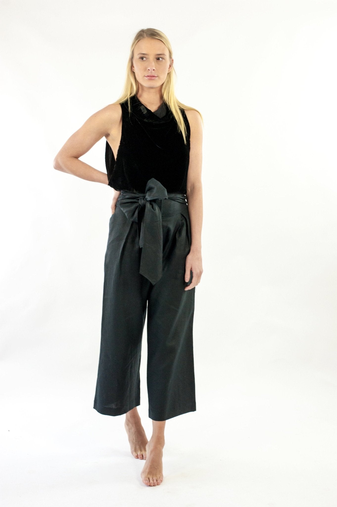 Lore Pant - Black Luxe Linen-Scout The Label-stride