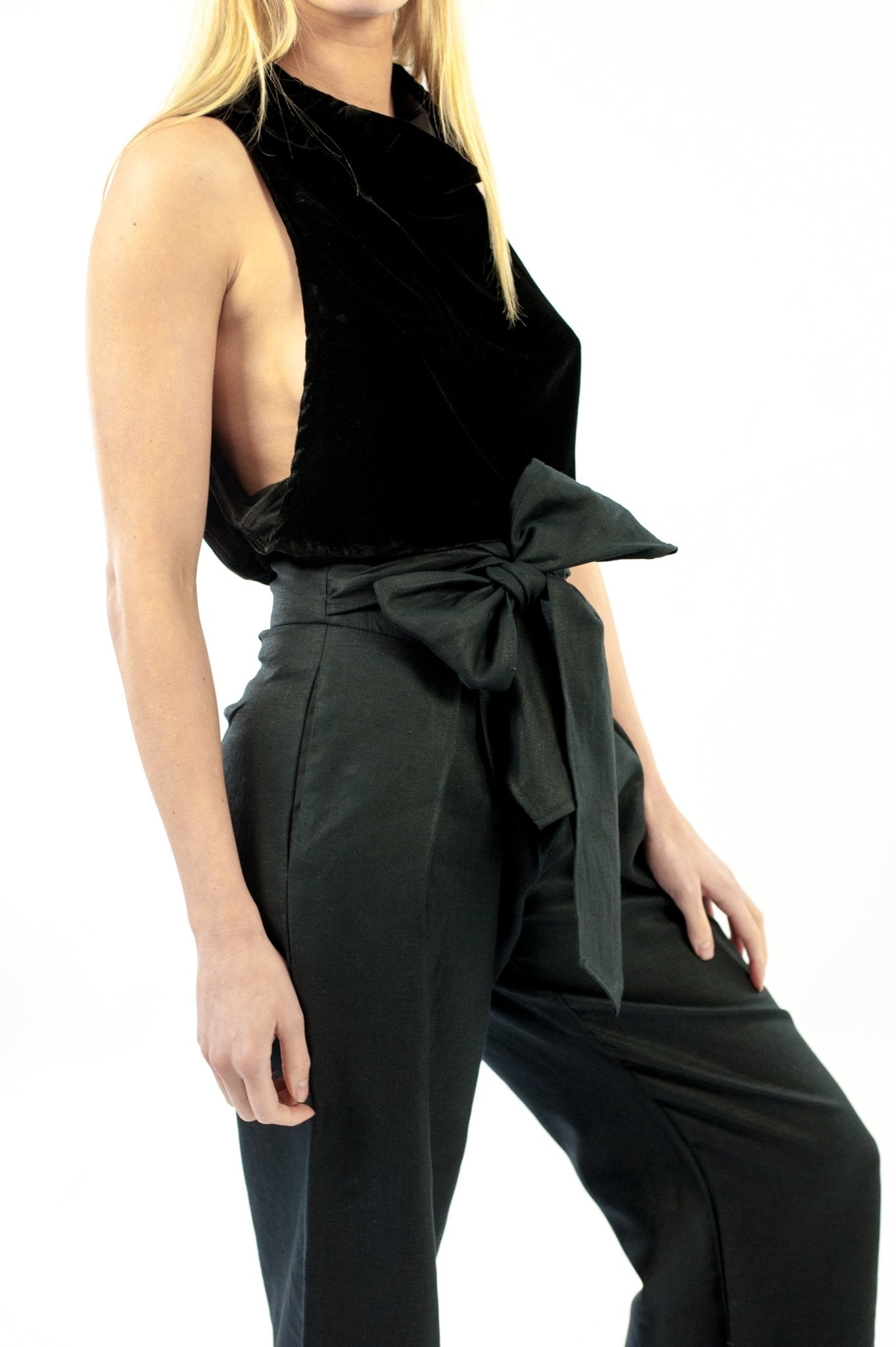 Lore Pant - Black Luxe Linen-Scout The Label-stride