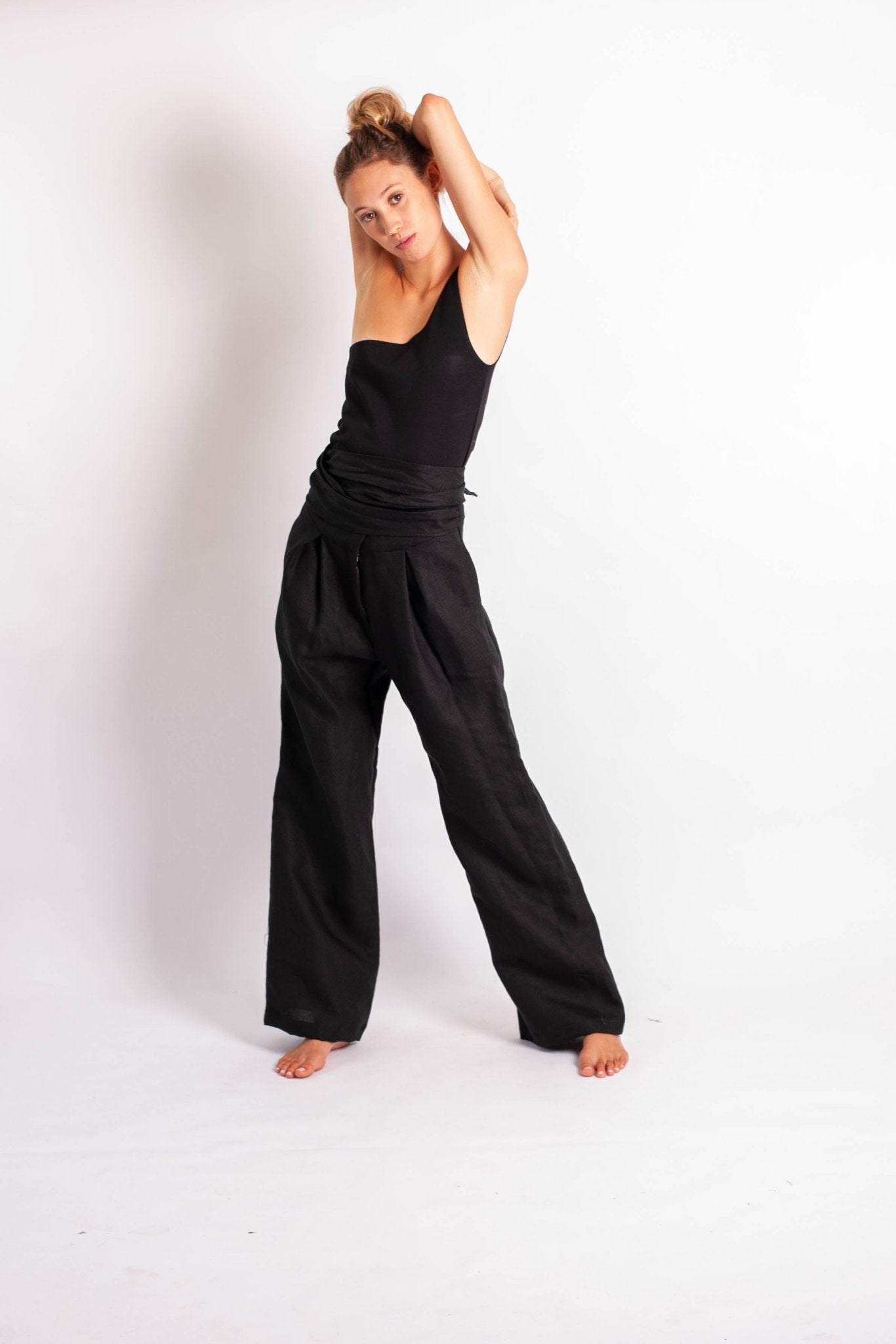Lore Pant - Black Luxe Linen-Scout The Label-stride