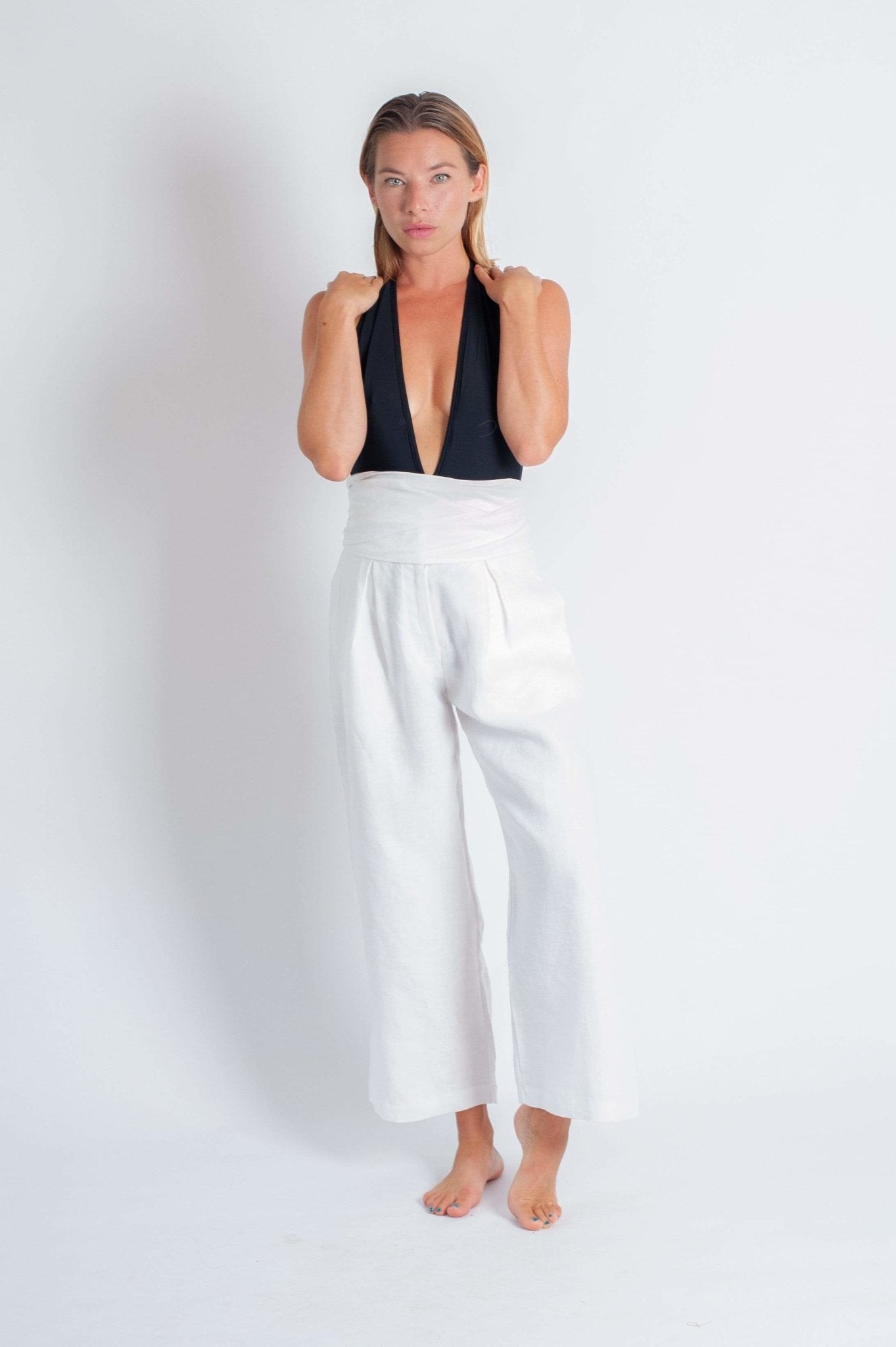 Scout The Label Lore Pant - White Luxe Linen Pants Stride