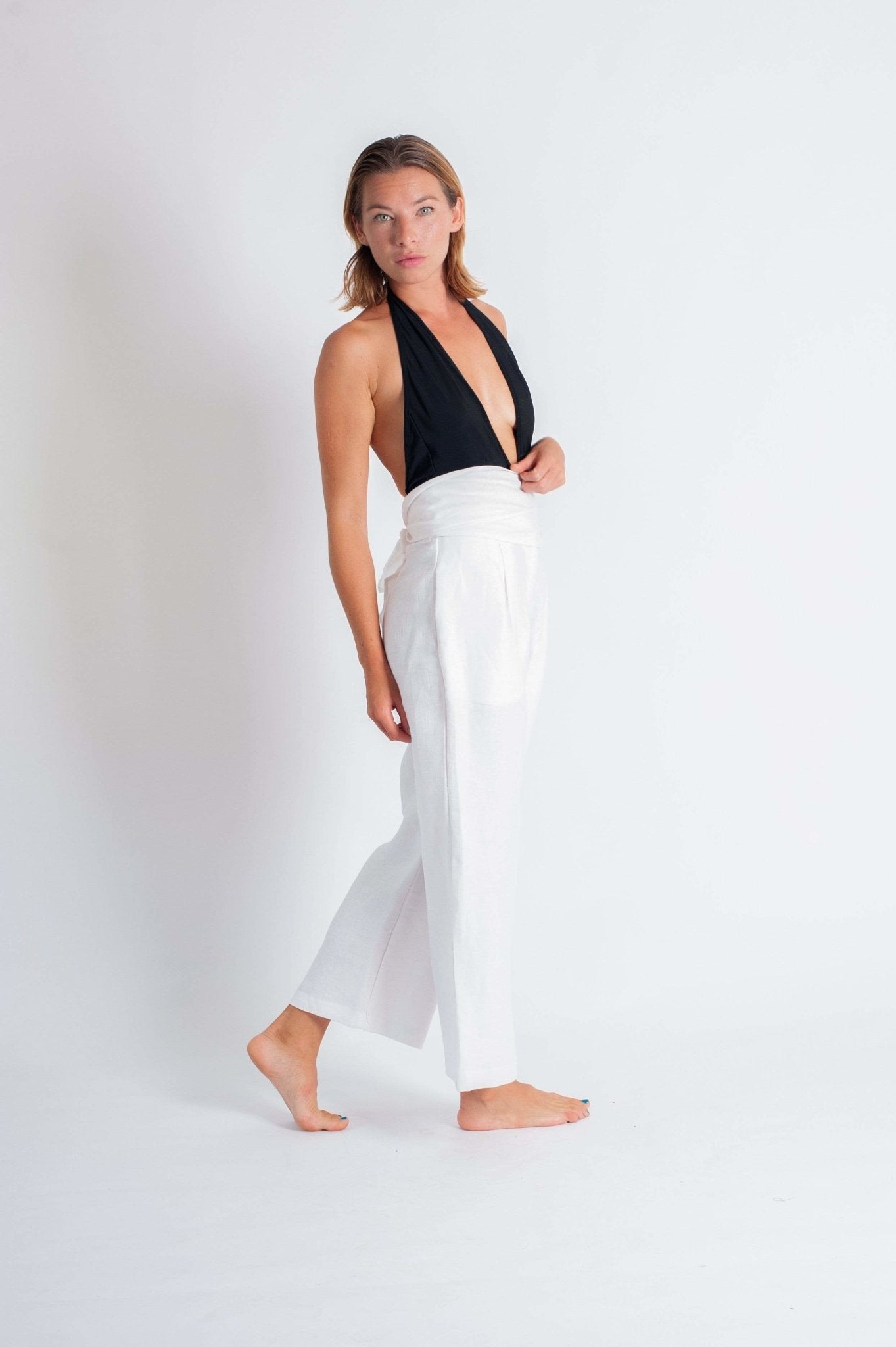 Scout The Label Lore Pant - White Luxe Linen Pants Stride