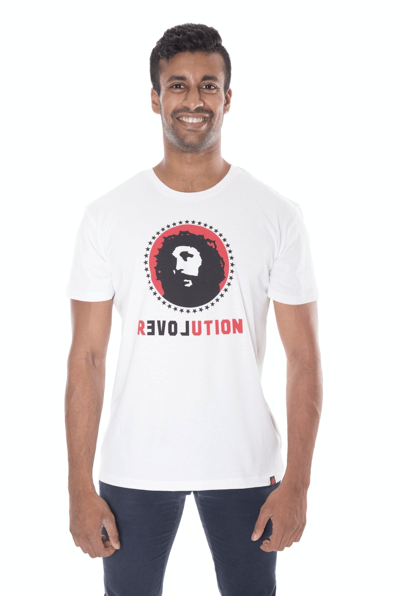 Love Revolution white t-shirt - unisex organic fairtrade-Etiko-stride