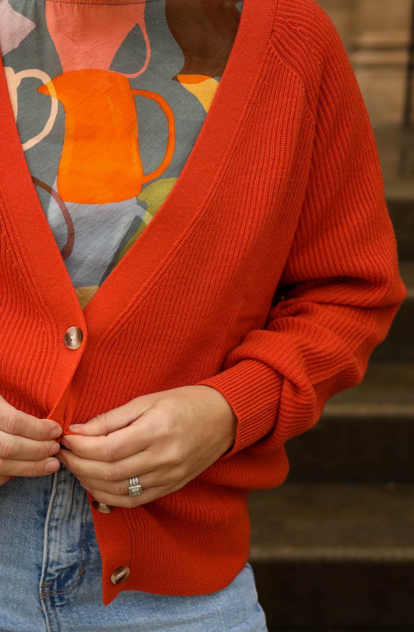 Mila knit cardigan - Burnt Orange-Devoi-stride