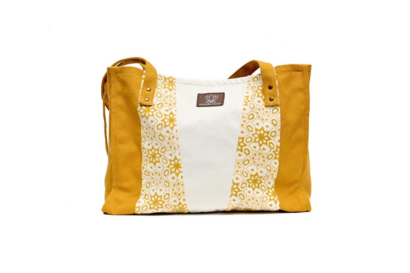 Mustard & Natural Organic Cotton Tote Bag-Karuna Dawn-stride