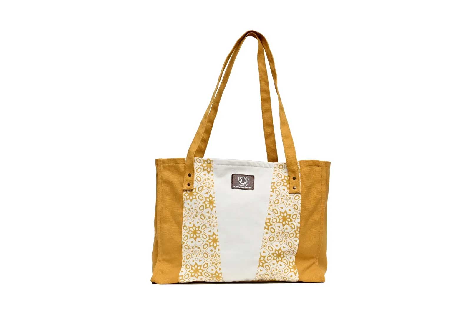 Mustard & Natural Organic Cotton Tote Bag-Karuna Dawn-stride