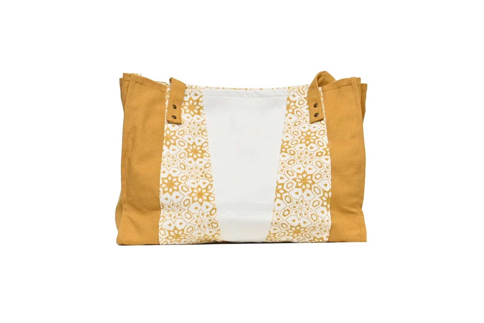 Mustard & Natural Organic Cotton Tote Bag-Karuna Dawn-stride