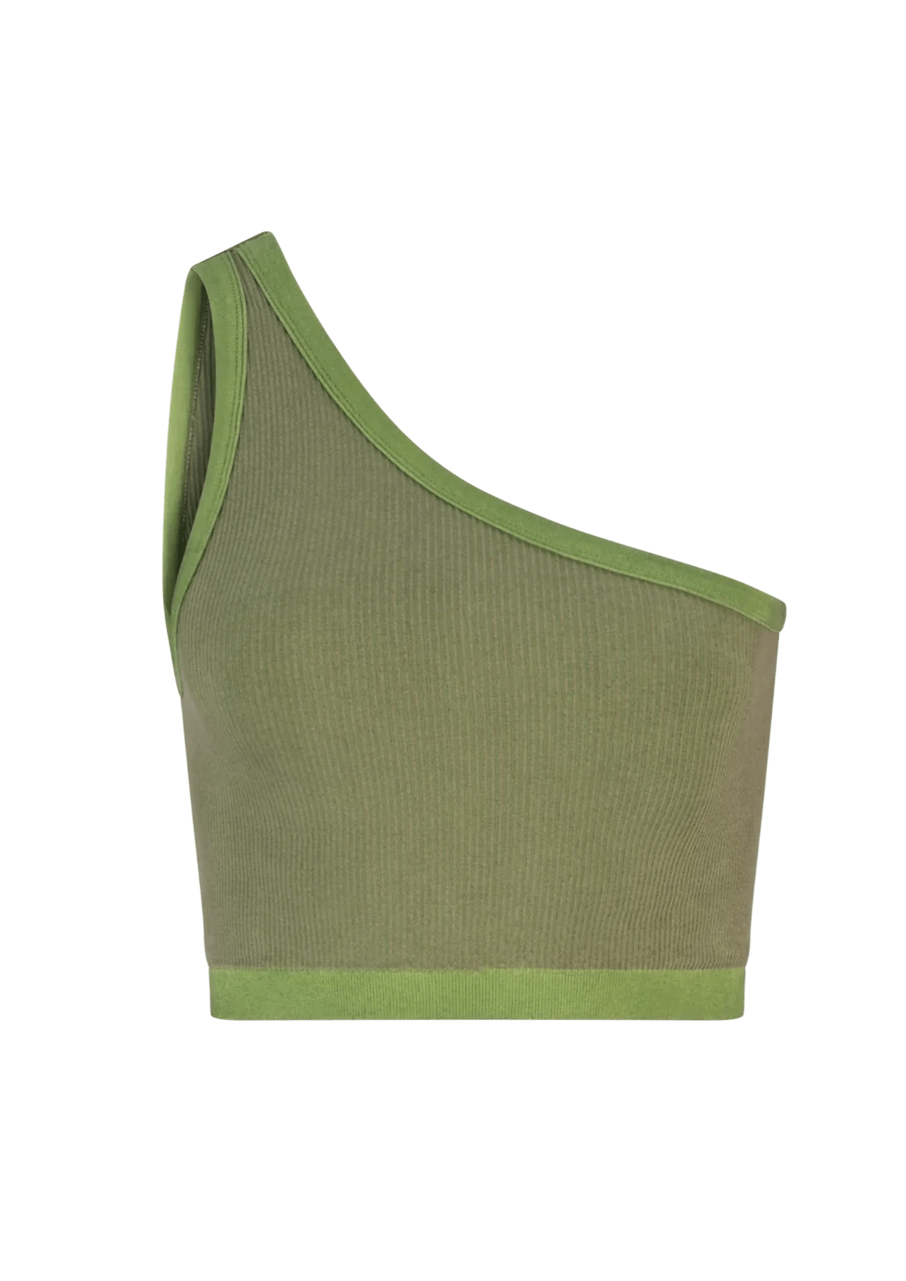 One Shoulder Bodice Crop - Green Moss Rib-Pinky & Kamal-stride