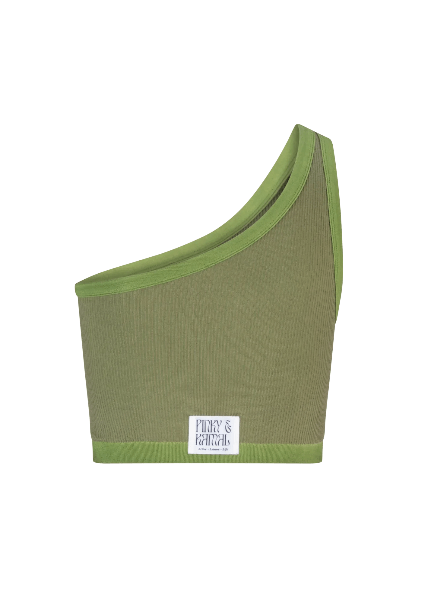 One Shoulder Bodice Crop - Green Moss Rib-Pinky & Kamal-stride