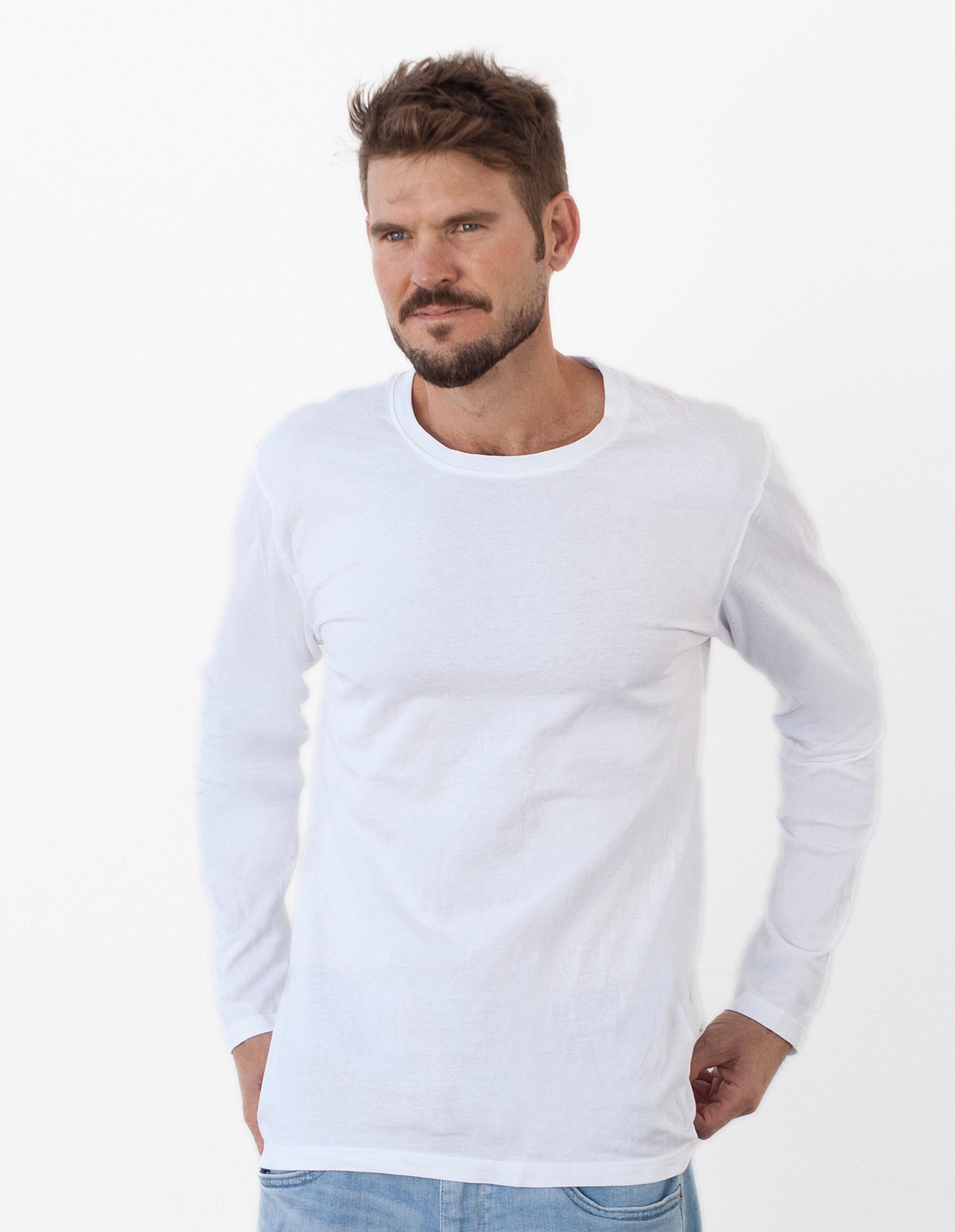 Organic Cotton, Men's, Long Sleeve, White-The Road-stride