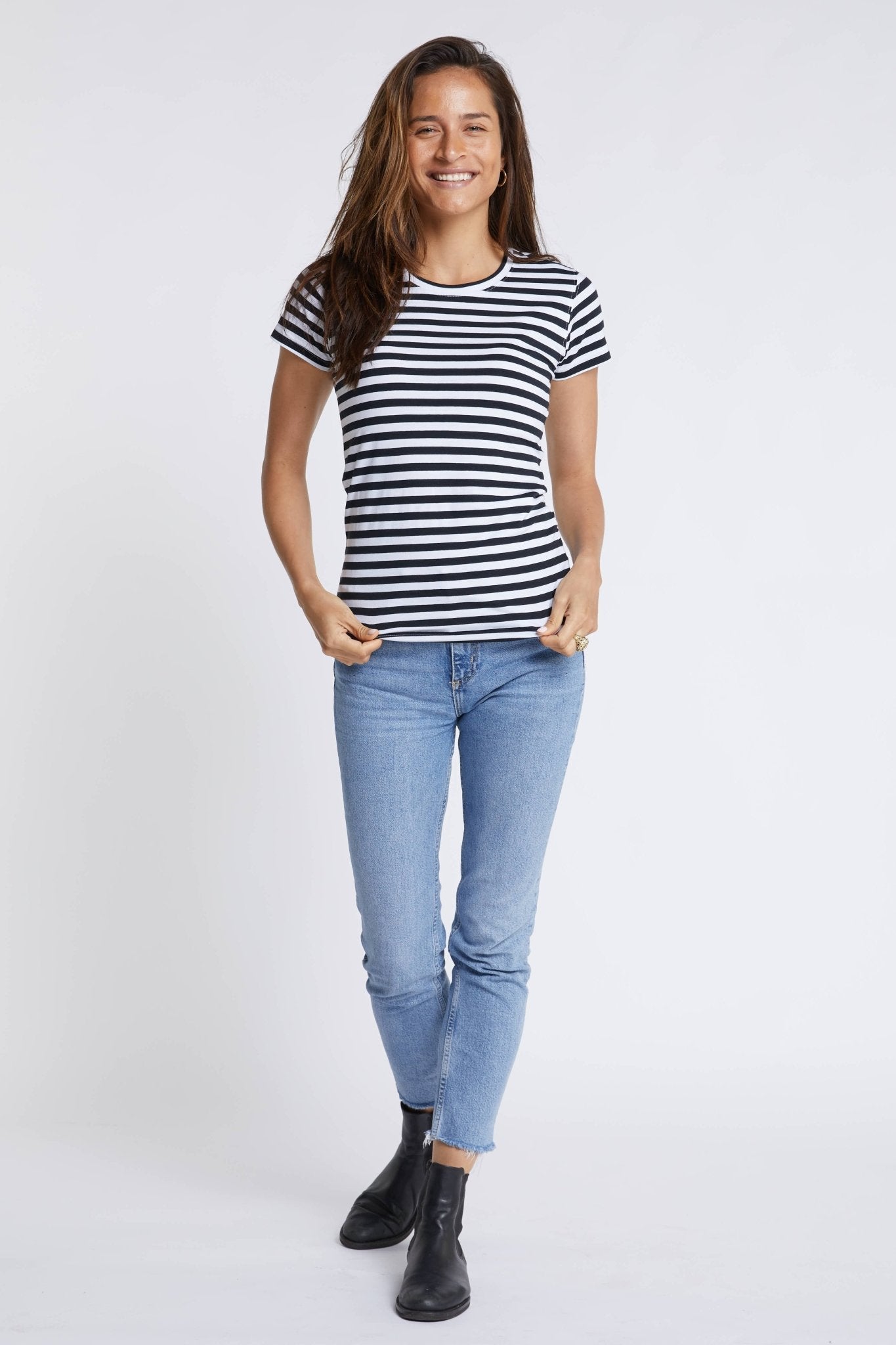 Organic Cotton, Women's, Classico Tee, Stripe-The Road-stride