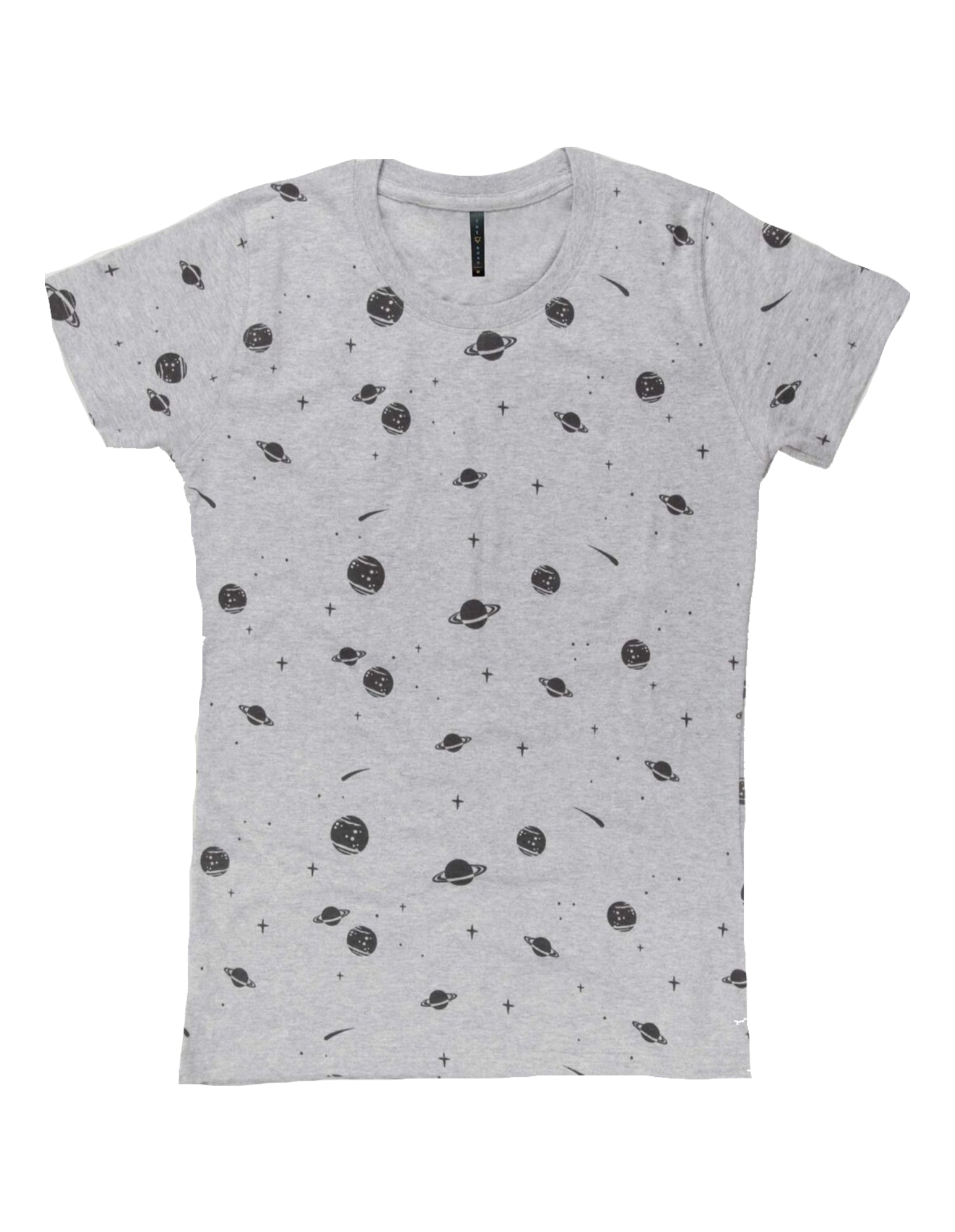 Organic Cotton, Women's, Patterned Planet News Slimline Tee, Grey-The Road-stride