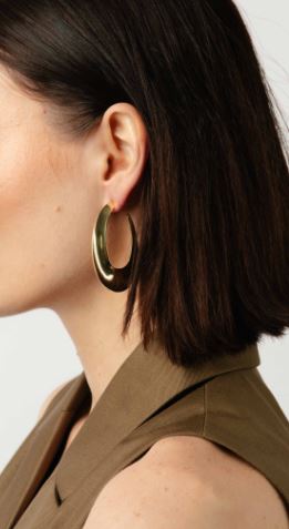 Ovale Concave Hoop Earrings-ALKAM-stride