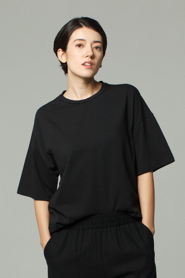 Oversized Cotton Crew | Black-Dorsu-stride