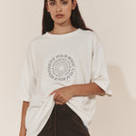 Oversized Hemp Circular Print T-Shirt - Raw/Dark Brown-Pinky & Kamal-stride