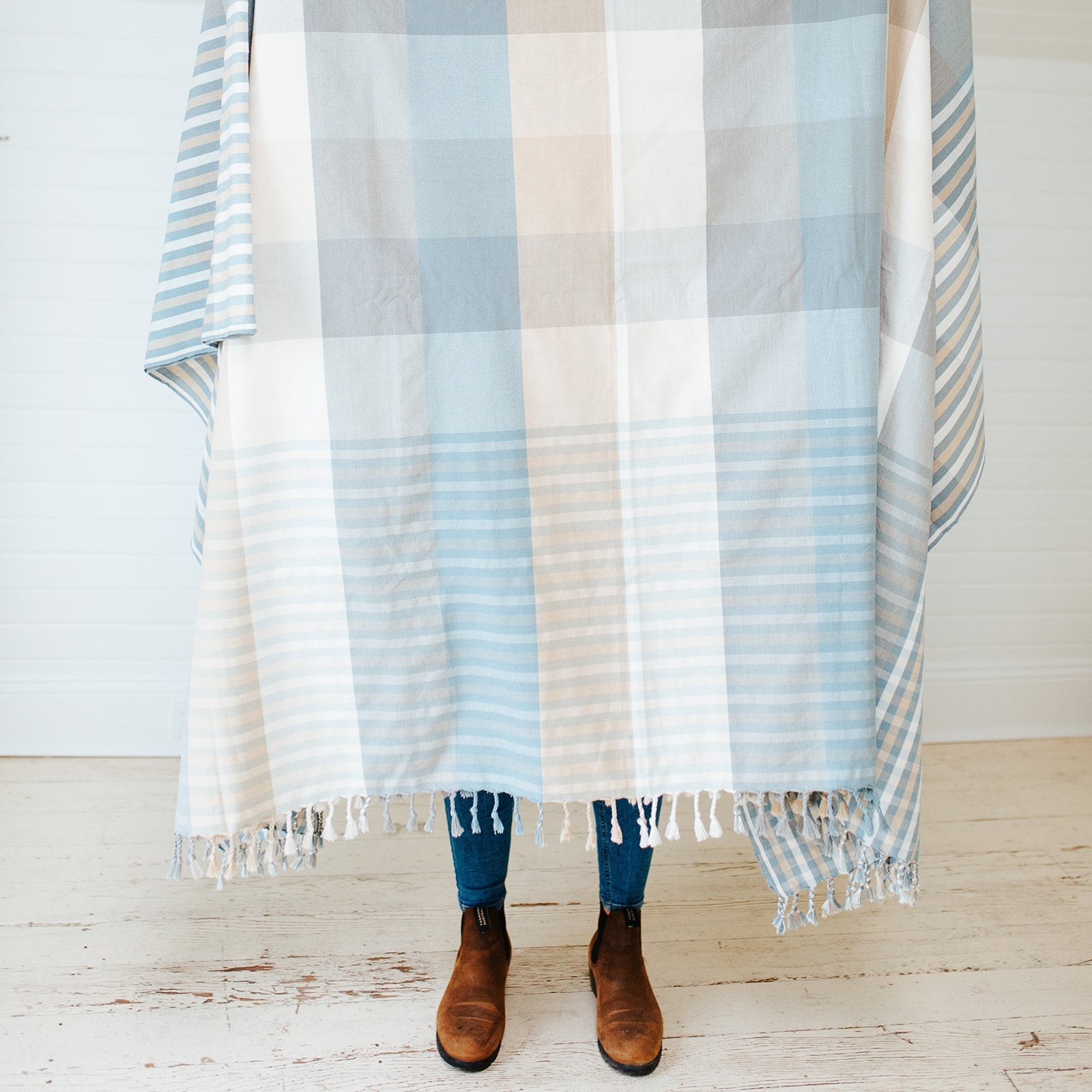 Periwinkle handloom blanket collection-Earth Worthy-stride