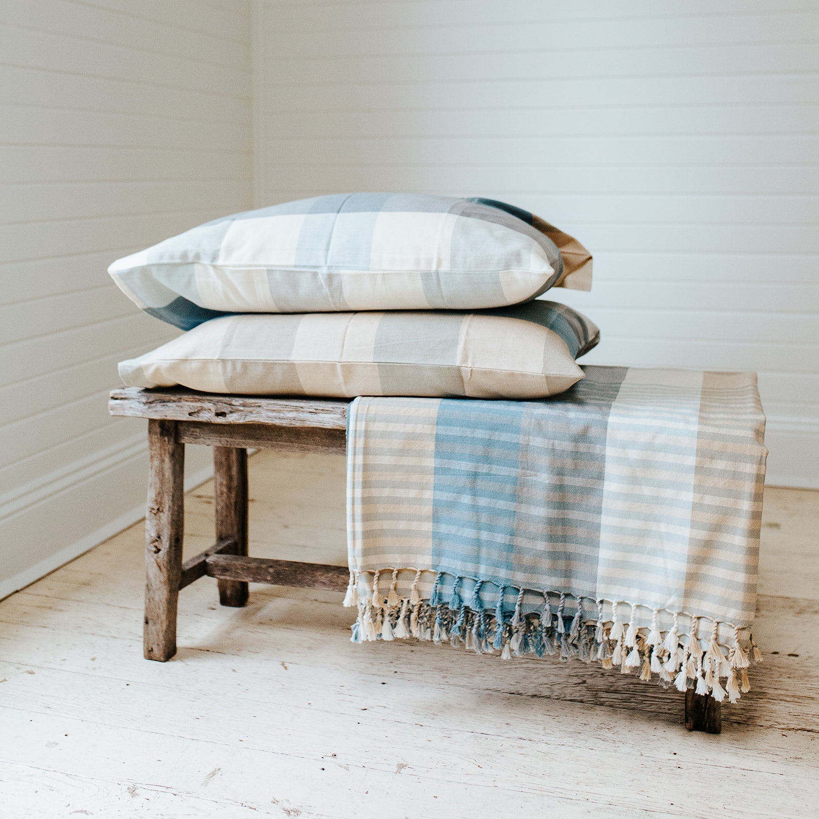 Periwinkle handloom blanket collection-Earth Worthy-stride
