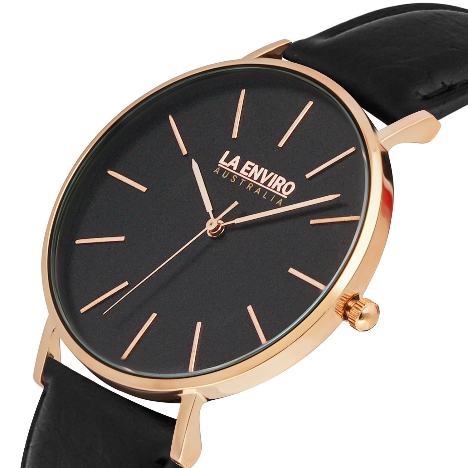 PINEAPPLE LEATHER ROSE GOLD WITH BLACK STRAP I TIERRA 40 MM-La Enviro-stride