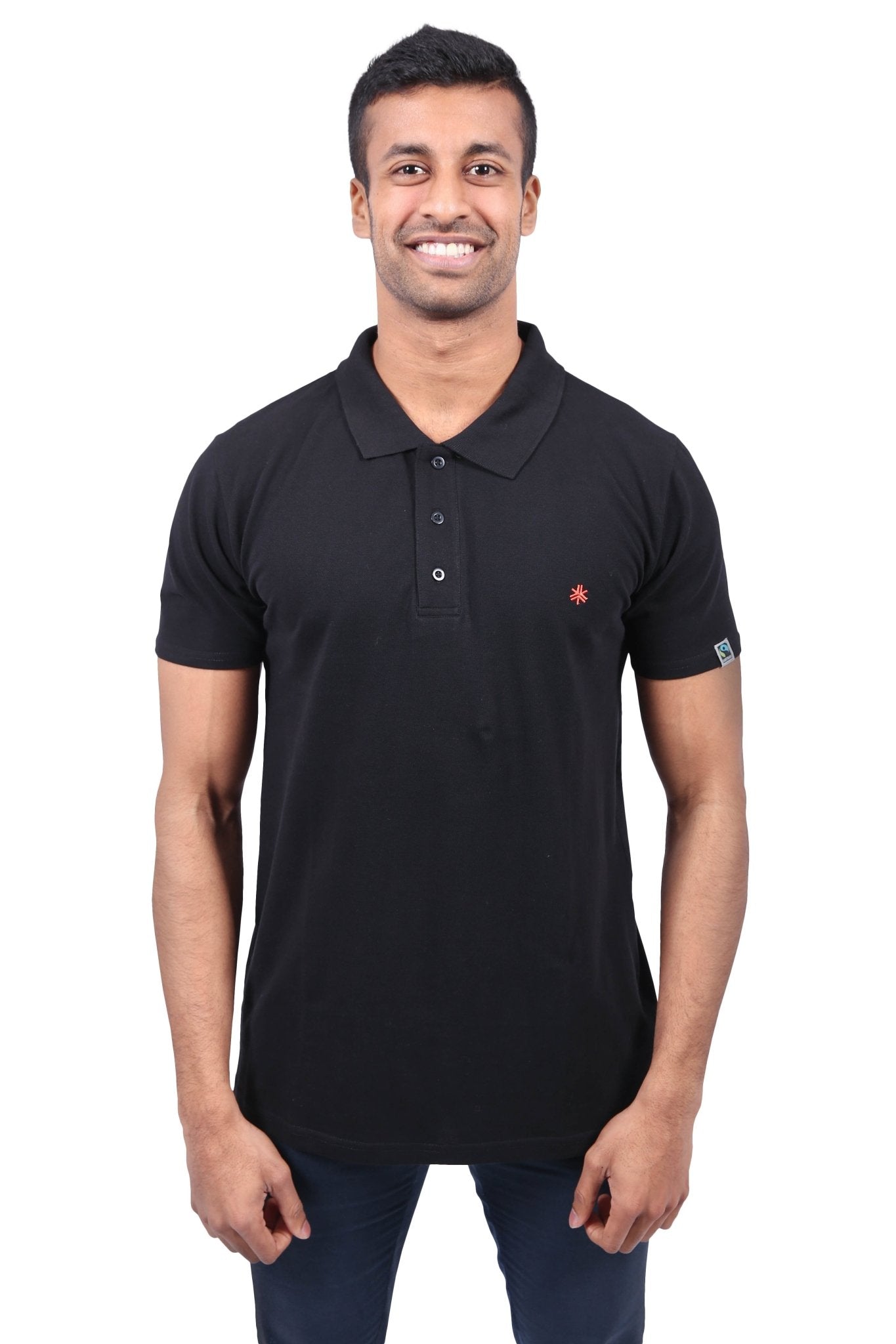 Polo Shirt Black Unisex Organic Fairtrade-Etiko-stride