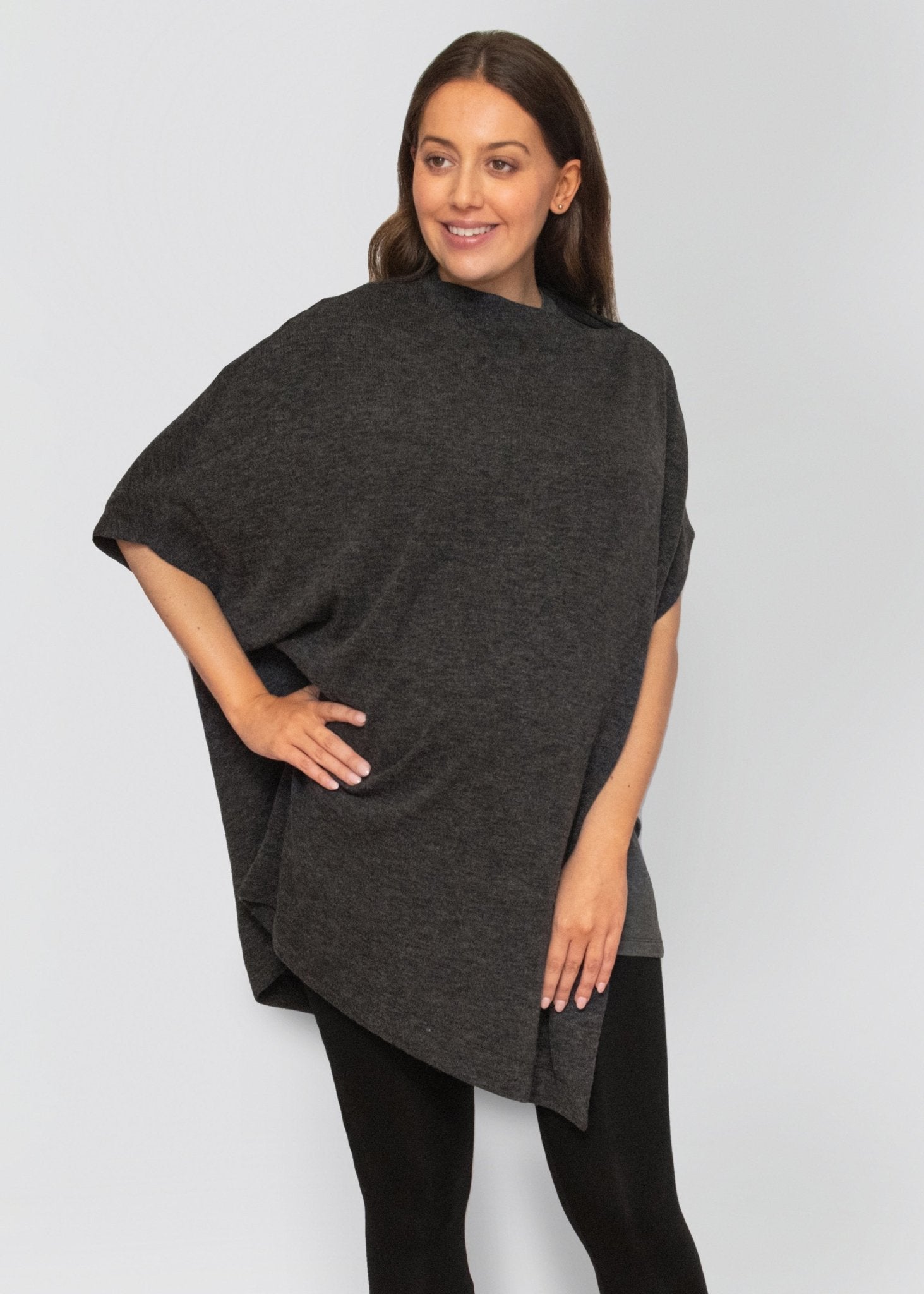 poncho - charcoal-Úton Maternity-stride