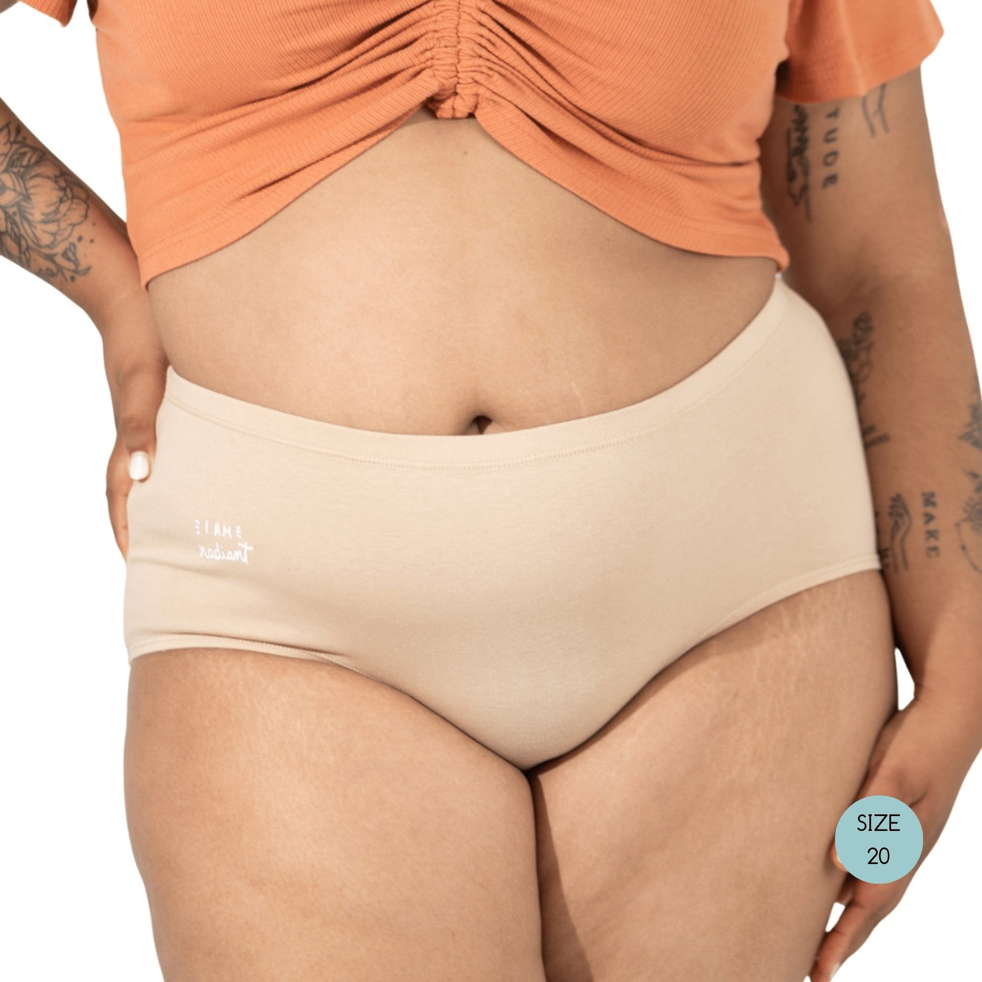 Powerpants Organic Cotton High Waist Brief - Almond-Powerpants-stride