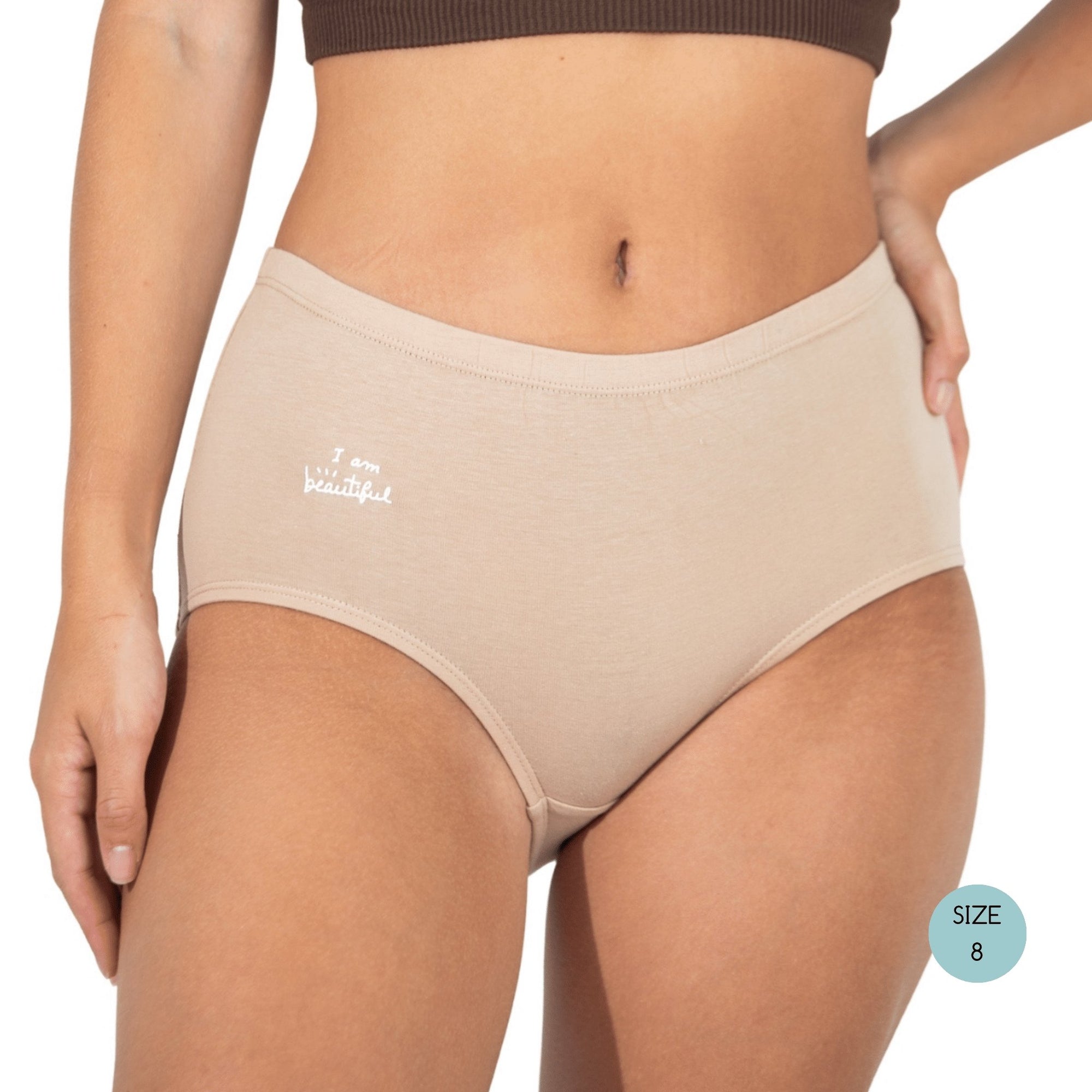 Powerpants Organic Cotton High Waist Brief - Almond-Powerpants-stride