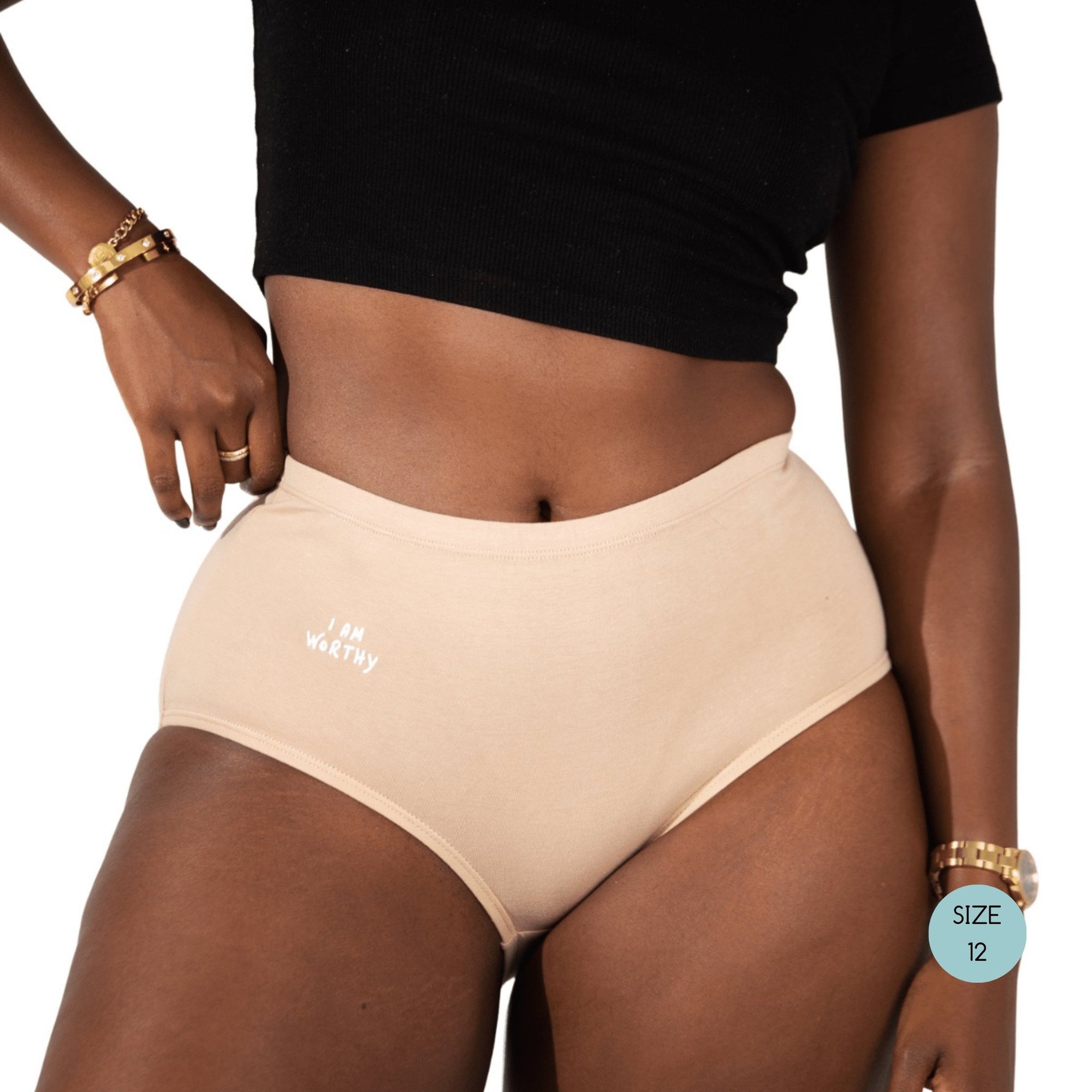 Powerpants Organic Cotton High Waist Brief - Almond-Powerpants-stride