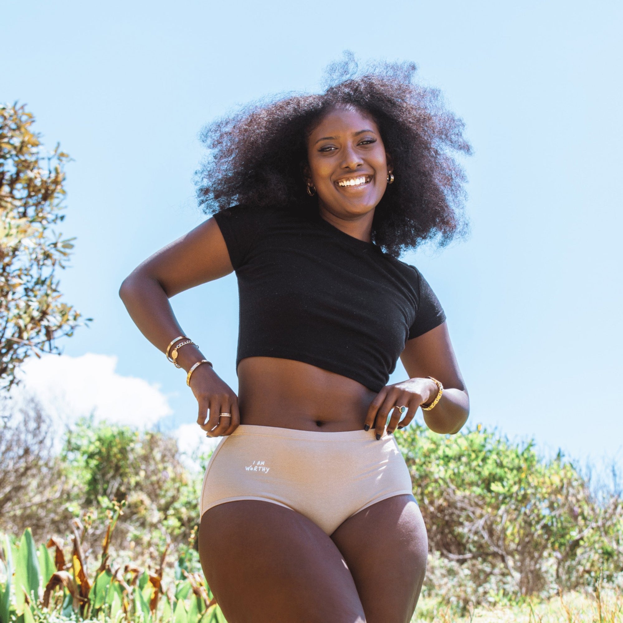 Powerpants Organic Cotton High Waist Brief - Almond-Powerpants-stride