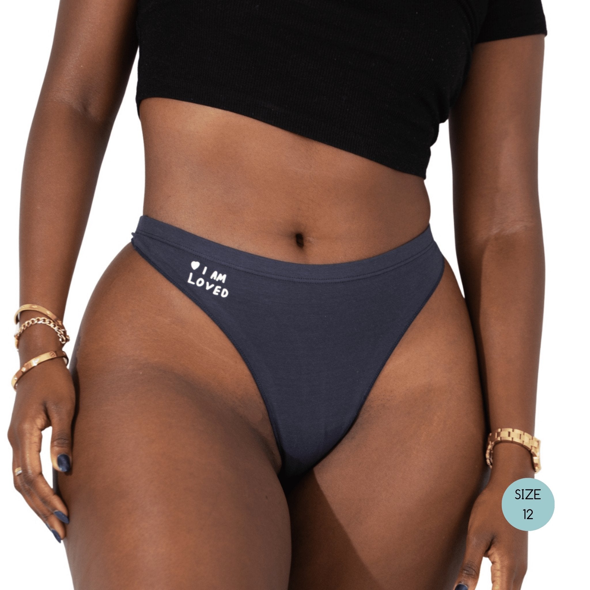 Powerpants Organic Cotton Thong - Midnight-Powerpants-stride