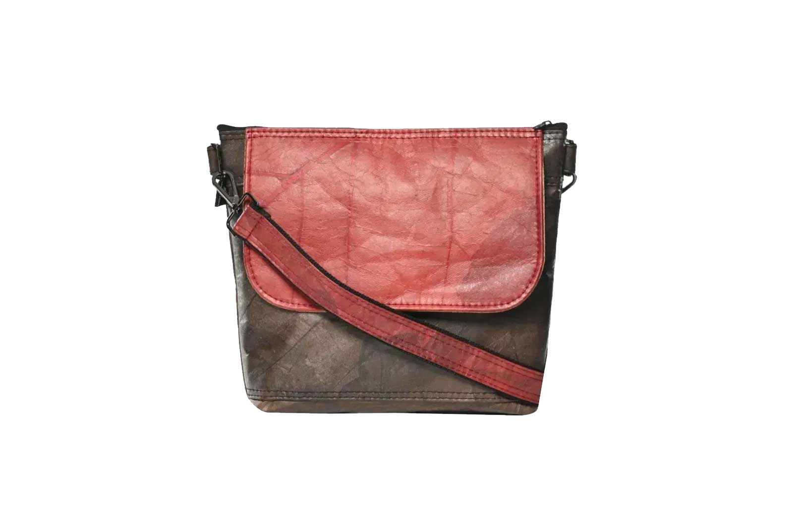 Red & Brown Unisex Messenger Bag-Karuna Dawn-stride