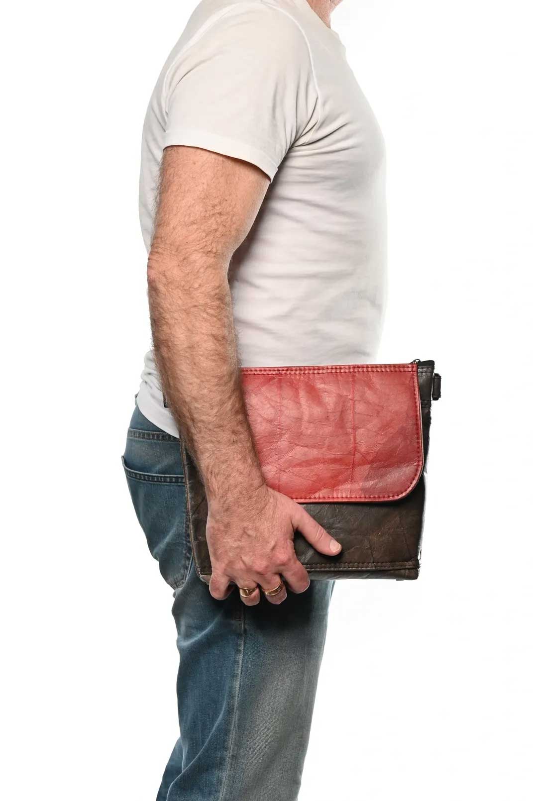 Red & Brown Unisex Messenger Bag-Karuna Dawn-stride