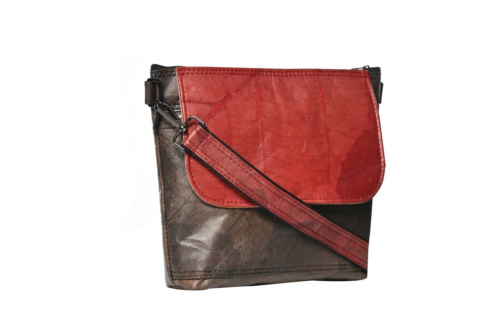 Red & Brown Unisex Messenger Bag-Karuna Dawn-stride