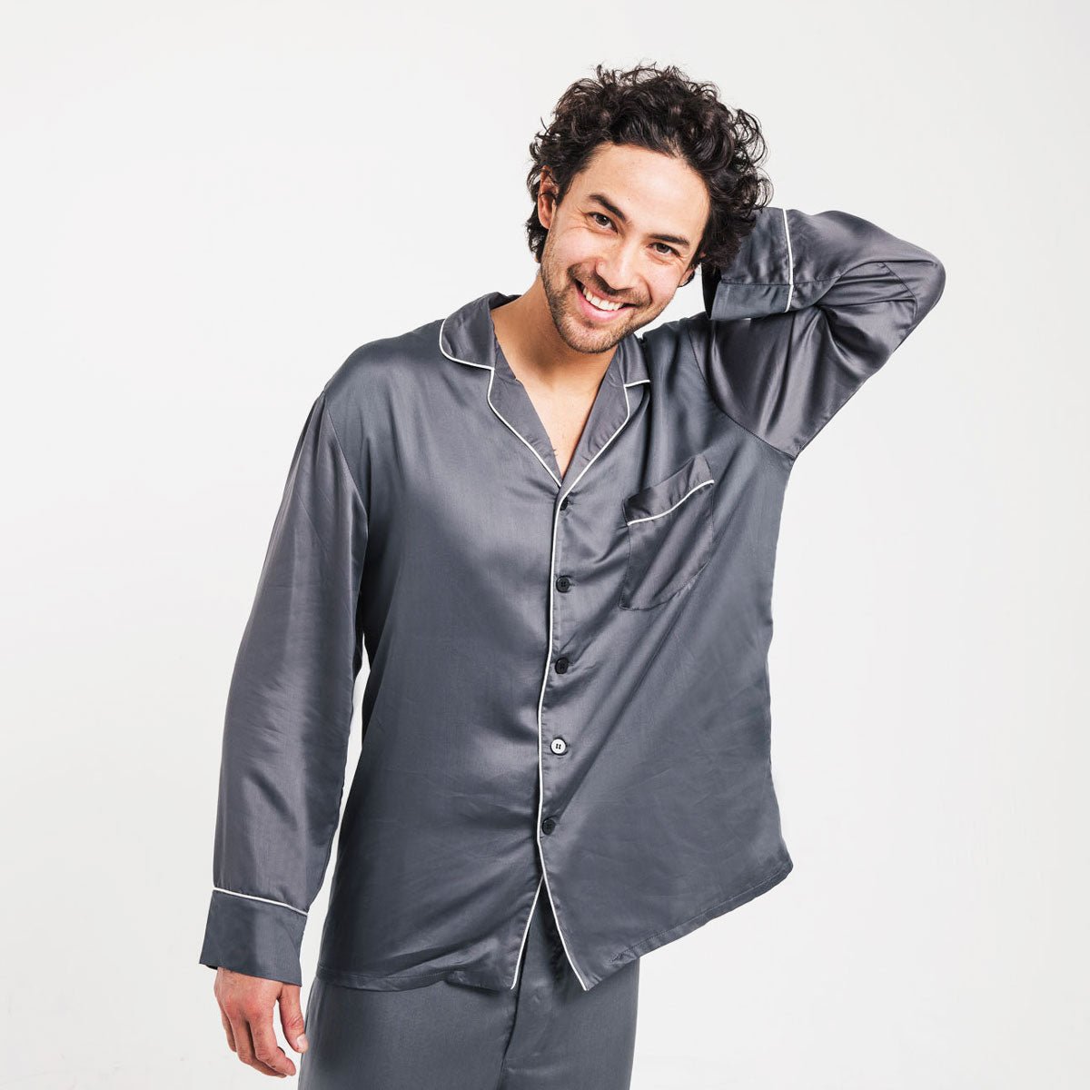 Sateen Long Sleeve PJ Shirt-Ettitude-stride