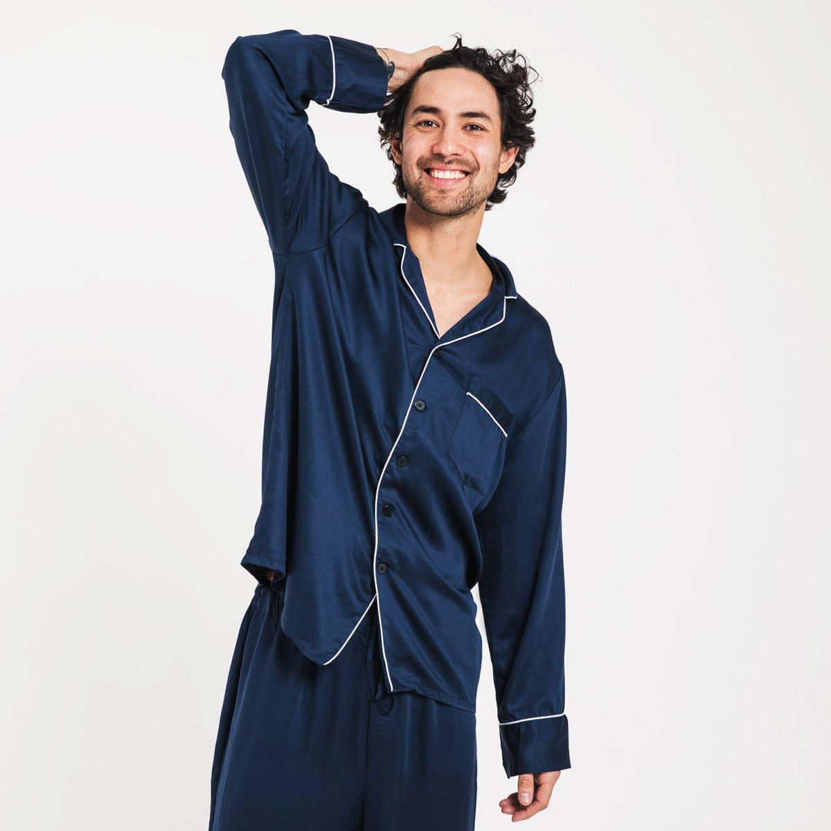 Sateen Long Sleeve PJ Shirt-Ettitude-stride