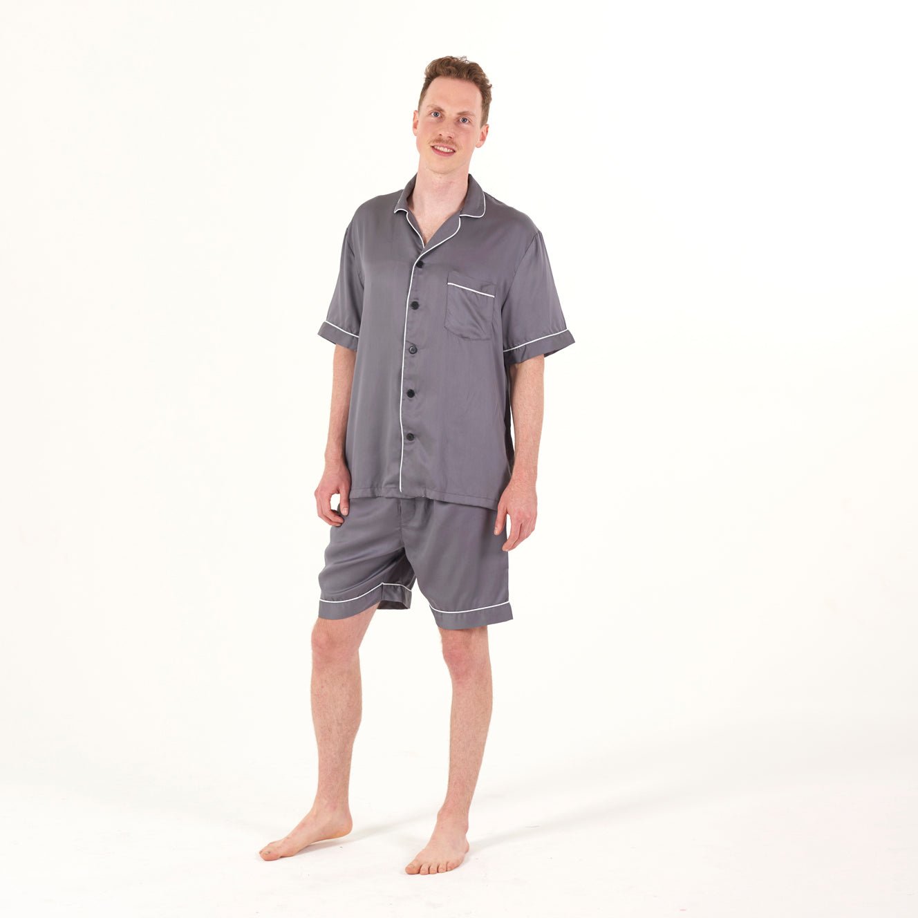 Sateen Short Sleeve PJ Shirt-Ettitude-stride
