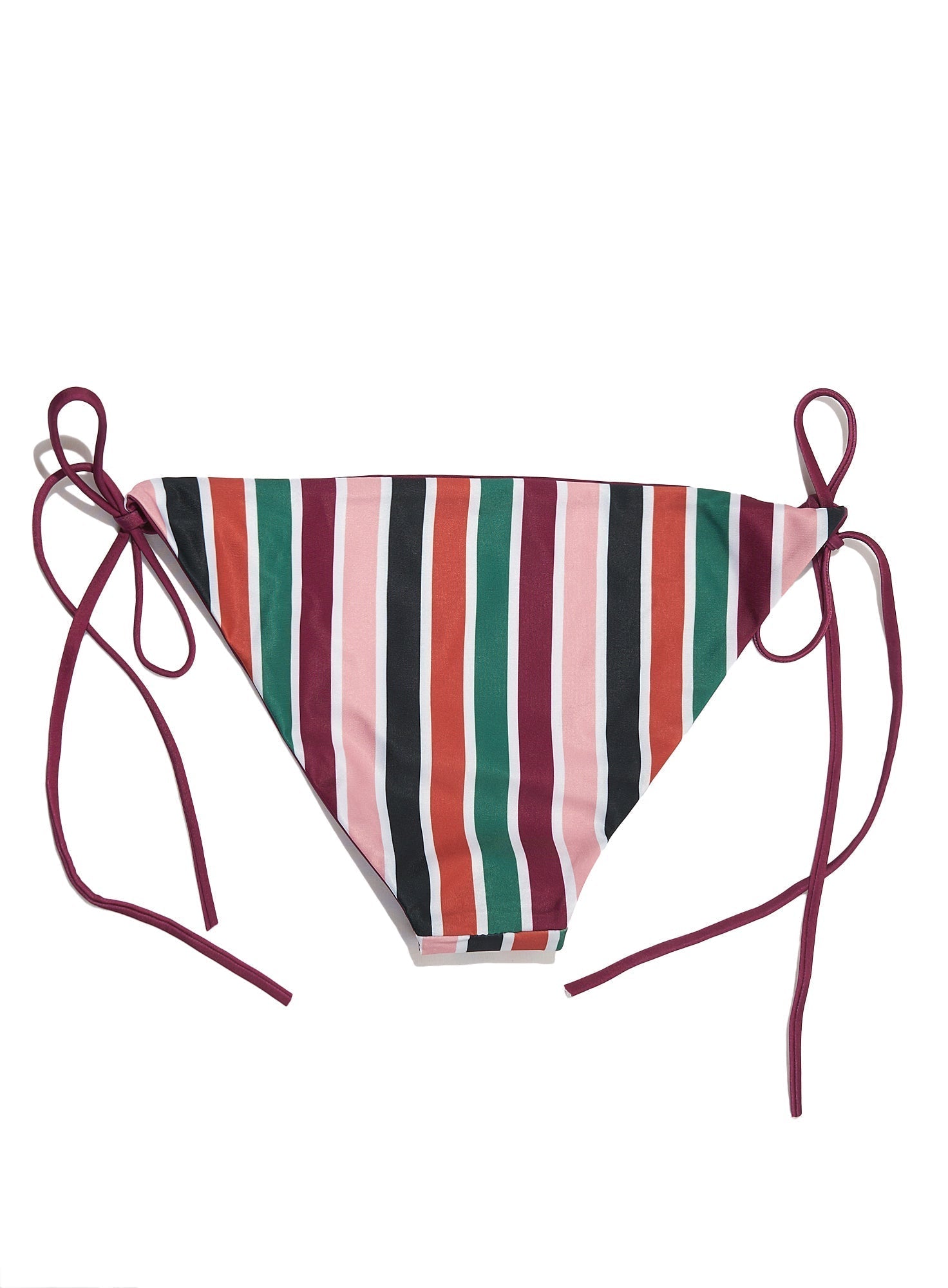 Savannah Wine/Spectrum Stripe Print Reversible Bikini Bottom-Yindi & Salt-stride