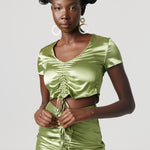 Shimmer Ruched Top Green-Why Mary-stride